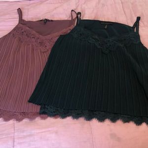 2 WHBM Pleated Lace Camisoles